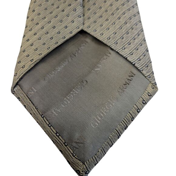 GIORGIO ARMANI Men's 100% Silk Necktie ITALY Designer Geometric Brown - Picture 7 of 10
